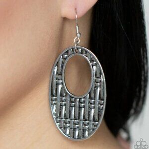 ENGRAVED EDGE New Paparazzi Earrings Pierced Silver Tone NIP